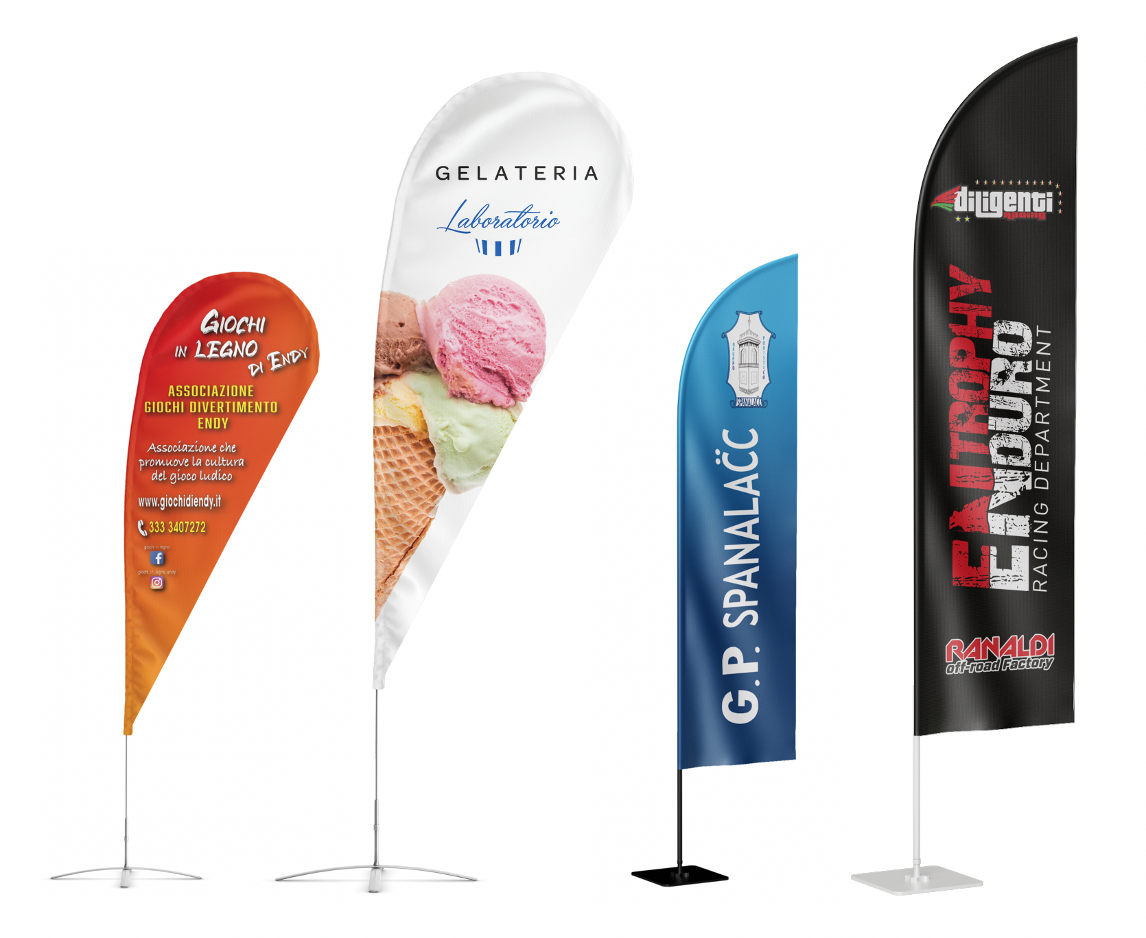 Bandiere a goccia e beach flag personalizzate in diverse dimensioni